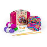 Beginner Pompom Scarf Knitting Kit - Easy Garter Stitch, Chunky Wool