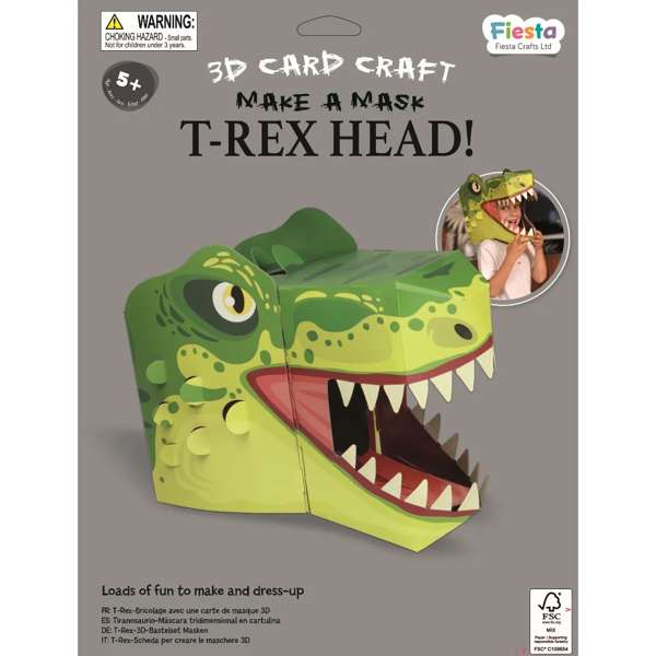 T-Rex Head 3D Mask Card Craft Kit