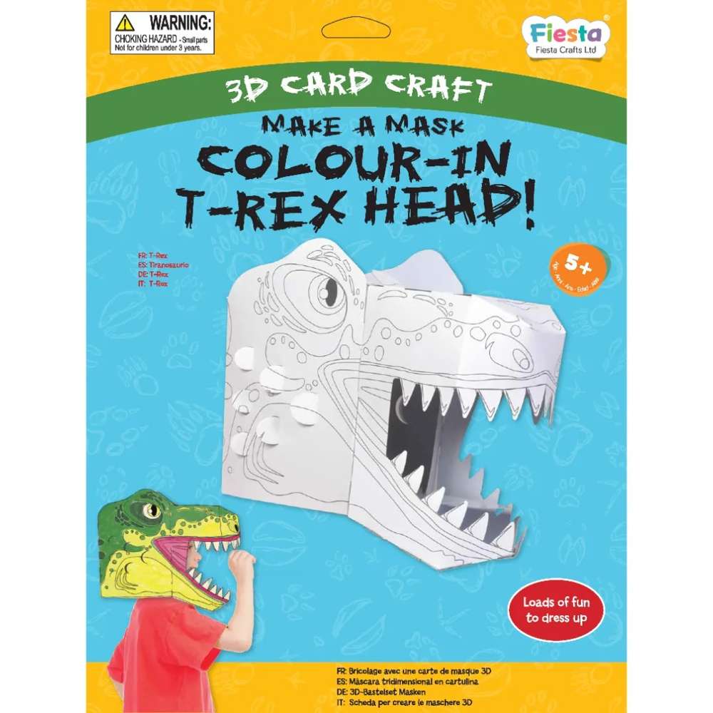 T-Rex Colour-in 3D Mask Card Craft