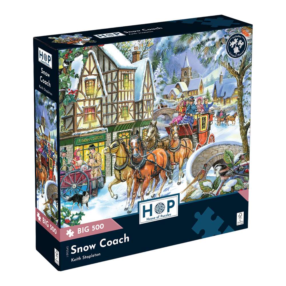 Snow Coach - BIG 500 Piece Jigsaw Puzzle - DAMAGED BOX