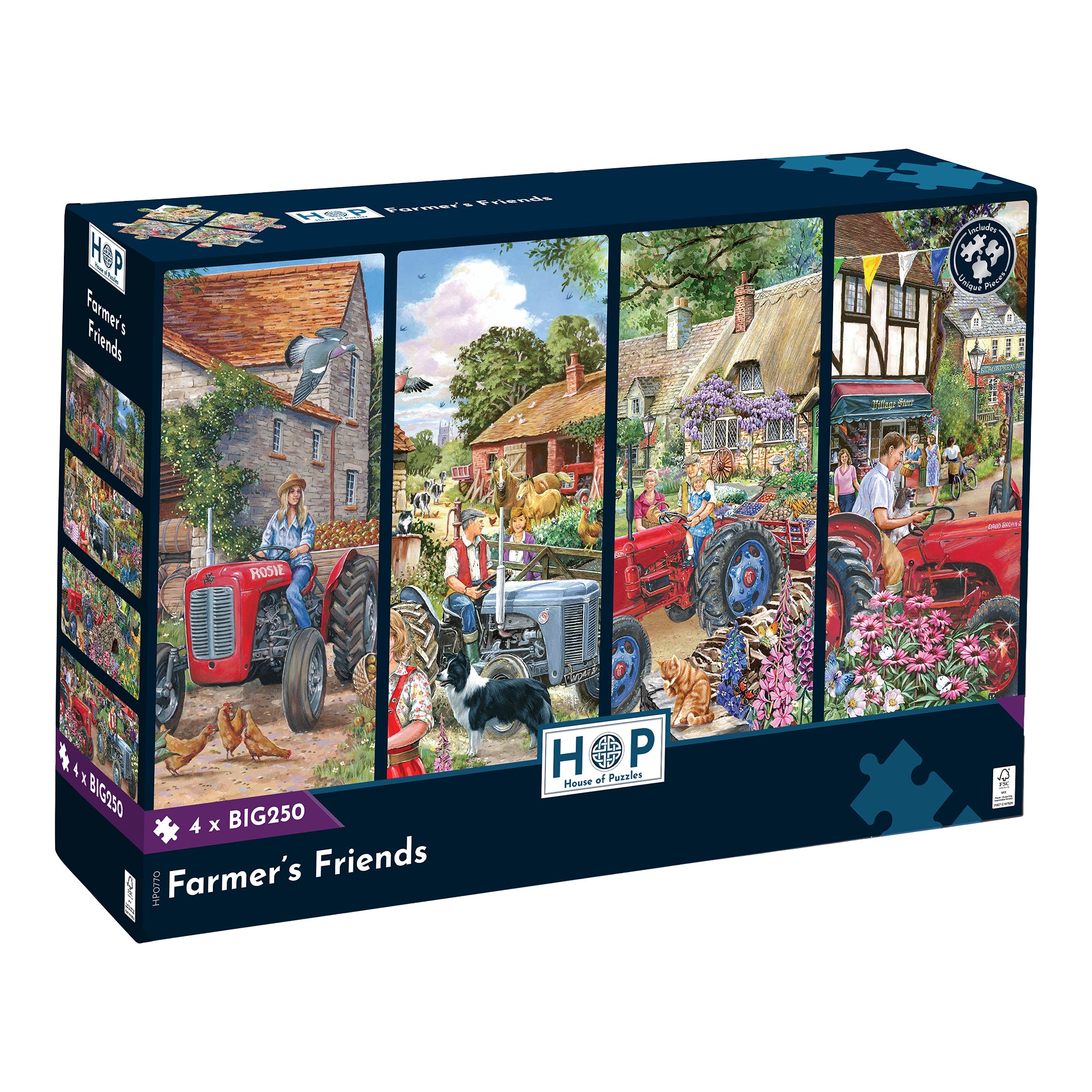 Farmer's Friends - 4 x BIG 250 Piece | Multi Puzzle Pack | House