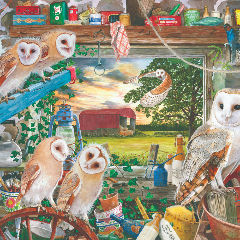 The House of Puzzles Night Owls BIG 500 Jigsaw Puzzle- Barn Owl Animal Jigsaws