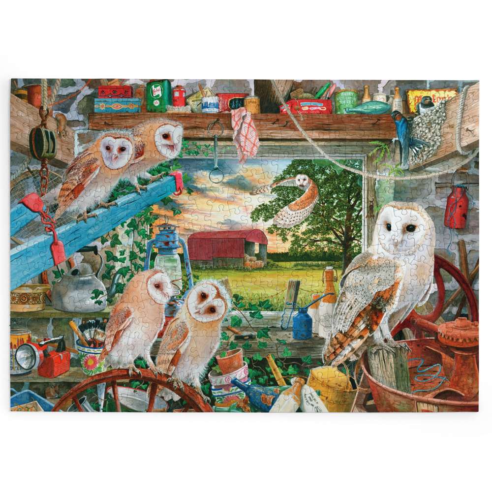 The House of Puzzles Night Owls BIG 500 Jigsaw Puzzle- Barn Owl Animal Jigsaws