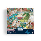 The House of Puzzles Night Owls BIG 500 Jigsaw Puzzle- Barn Owl Animal Jigsaws