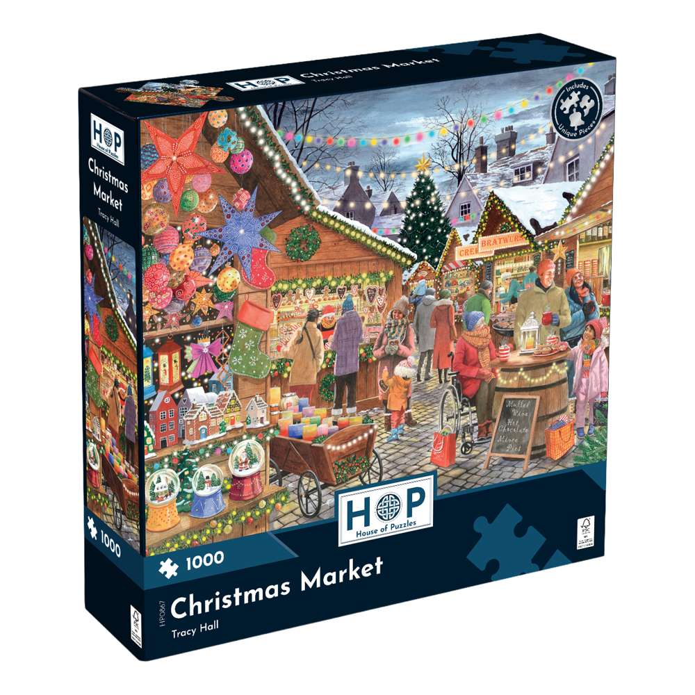 The House of Puzzles Christmas Market 1000 Piece Puzzle - Festive Xmas Puzzles