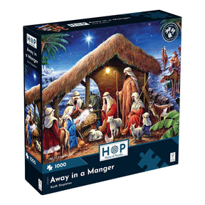 The House of Puzzles Away in a Manger 1000 Piece Puzzle - Christmas Jigsaw