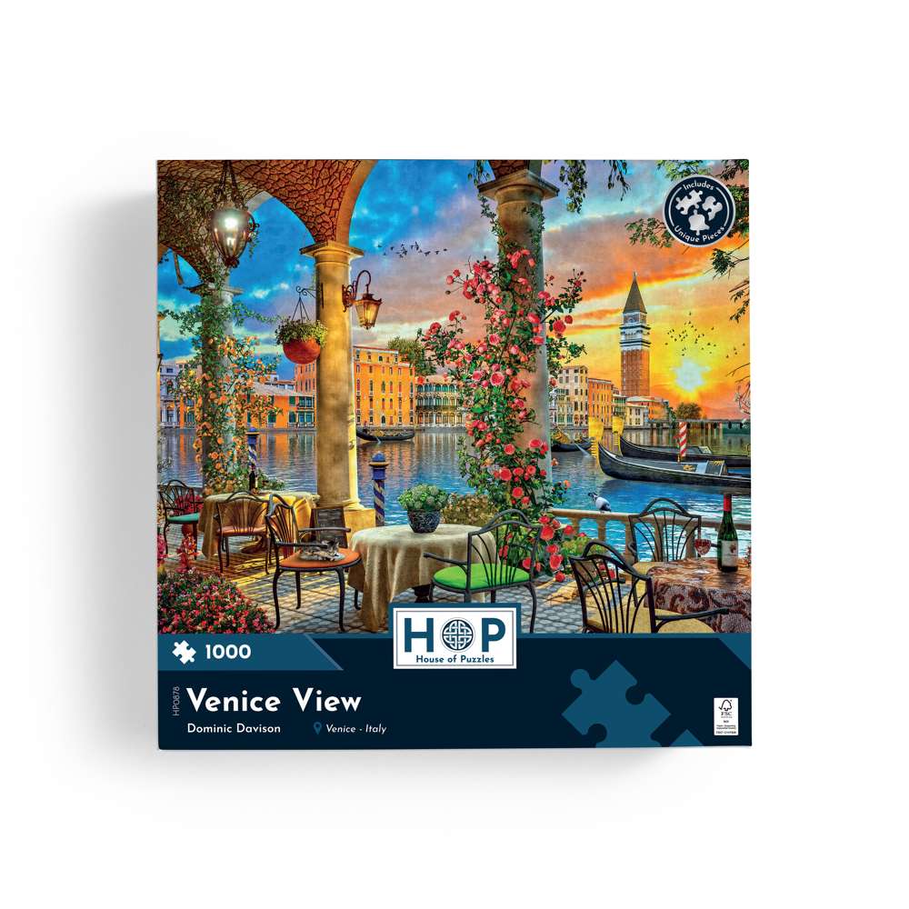 The House of Puzzles Venice View 1000 Piece Jigsaw Puzzle- Italian Scene Jigsaws