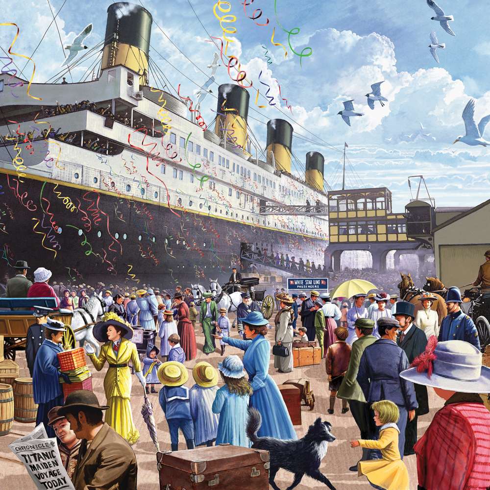House of Puzzles Titanic Embarking 1000 Piece Jigsaw Puzzle- Historical Jigsaws