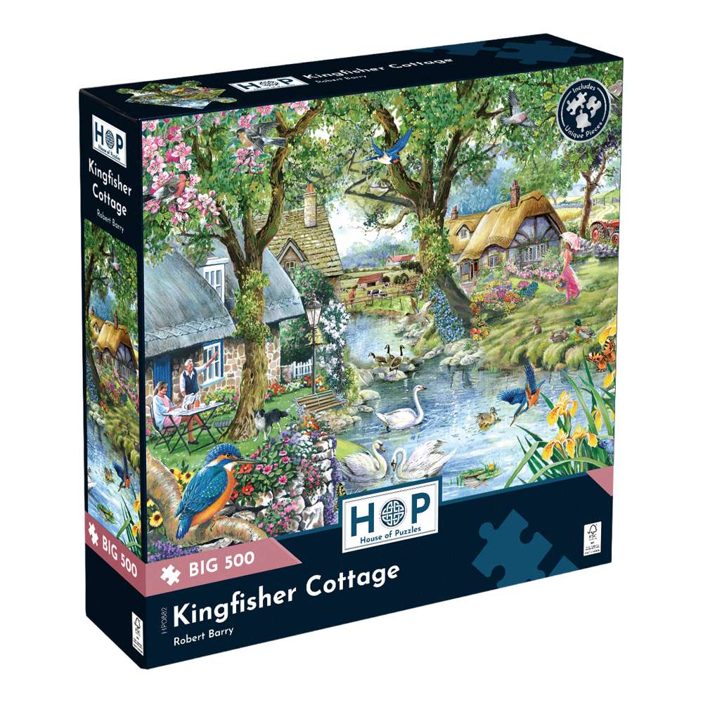 The House of Puzzles Kingfisher Cottage BIG 500 Puzzle - Large Piece Jigsaw