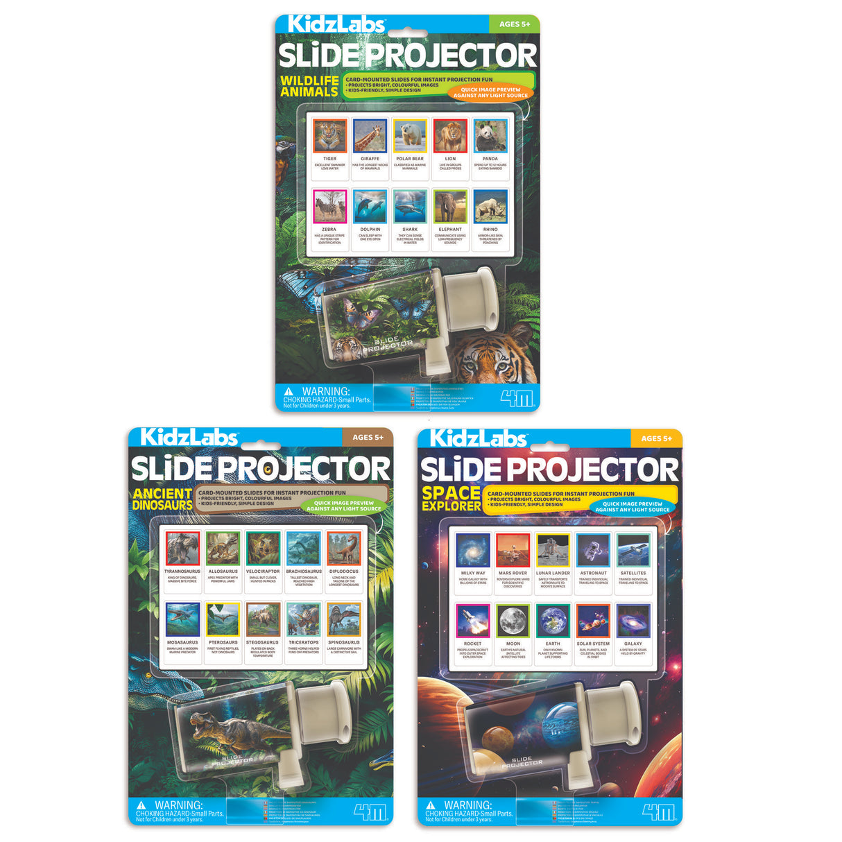 4M Kidzlabs Slide Projector Space;Dino & Wildlife Assorted- Kids Toy Projectors
