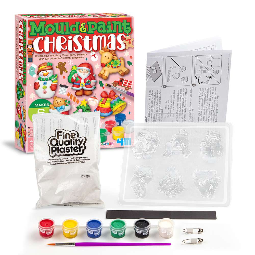 Mould and Paint Christmas 6pc Festive DIY Magnets Set 4M Craft Kit