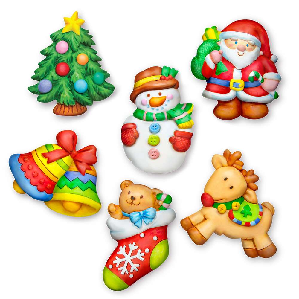 Mould and Paint Christmas 6pc Festive DIY Magnets Set 4M Craft Kit