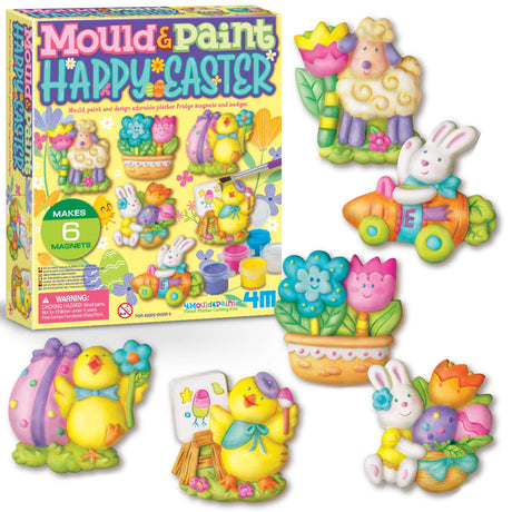 4M Mould & Paint Happy Easter- Clay Magnet Making Kit for Kids, Spring Craft Set