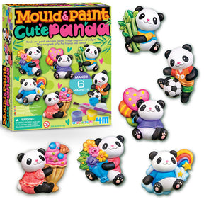 4M Mould and Paint Cute Panda Craft Kit for Kids Magnets and Badges