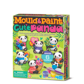 4M Mould and Paint Cute Panda Craft Kit for Kids Magnets and Badges