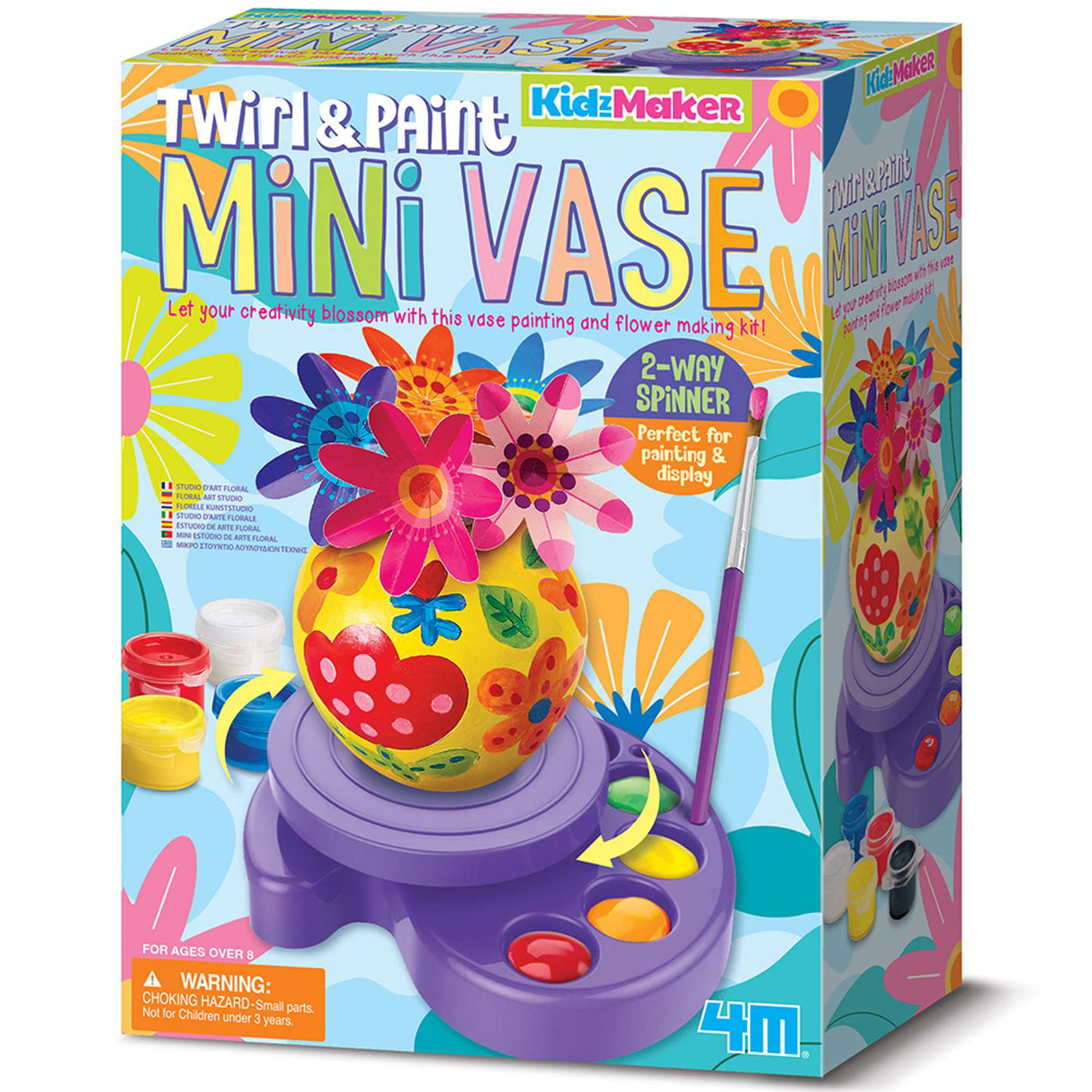 4M Twirl and Paint Mini Vase KidzMaker Flower Vase Craft Kit