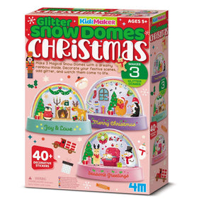 4M Glitter Snow Domes Christmas - 3pc DIY Snowglobe Set, Kids Snow Globe Kit