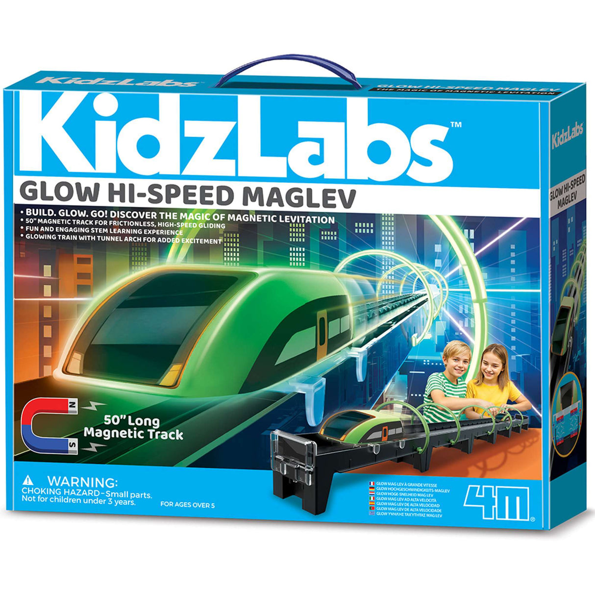 4M Glow Hi-Speed Maglev - Magnetic 50 Inch Train Track with Train & Tunnel