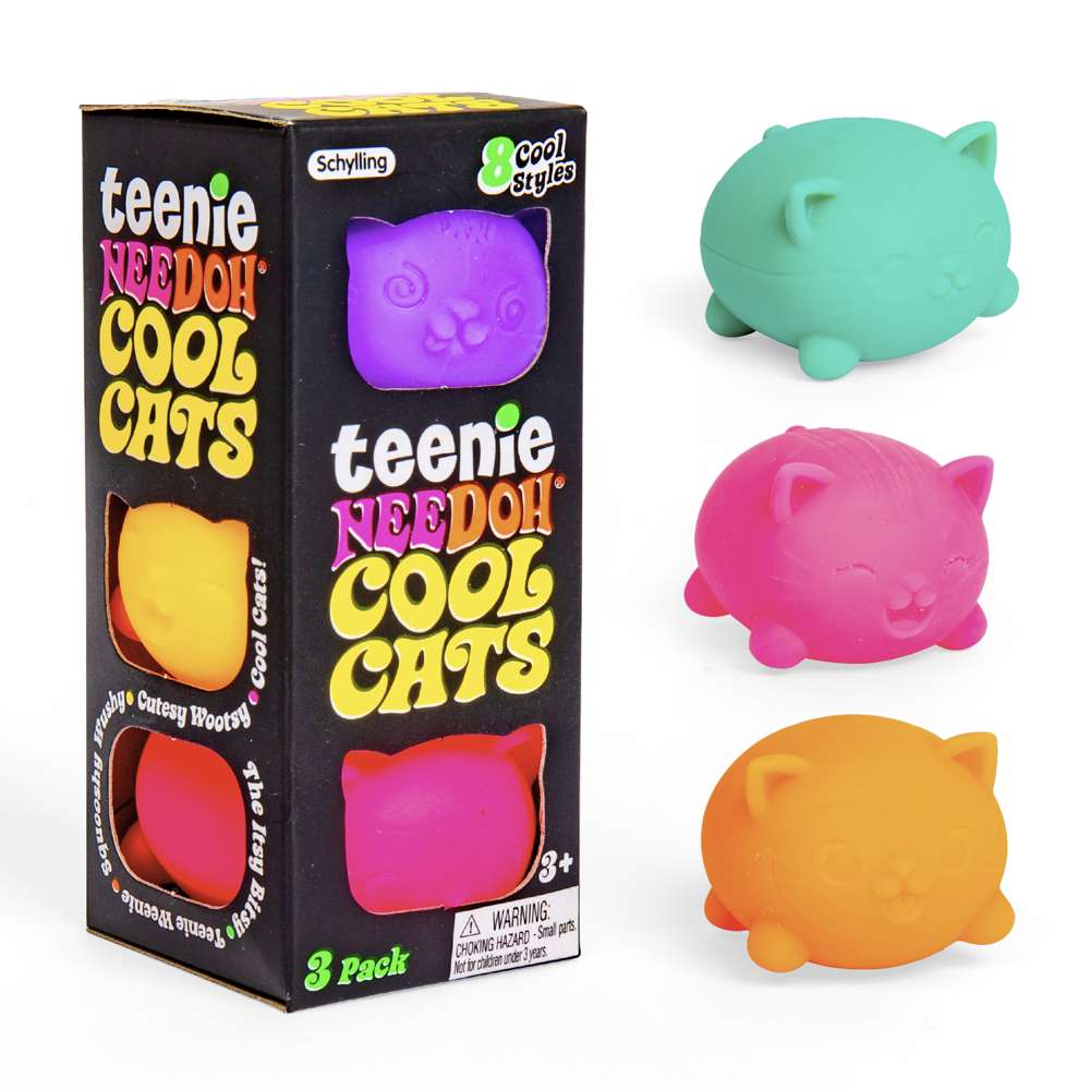 NeeDoh Teenie Cool Cats Classic Groovy Kitten Shaped Squishy 3 Pack