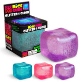 NeeDoh Nice Cube Glitter & Glow Super Solid Squish Sparkly Fidget Toy