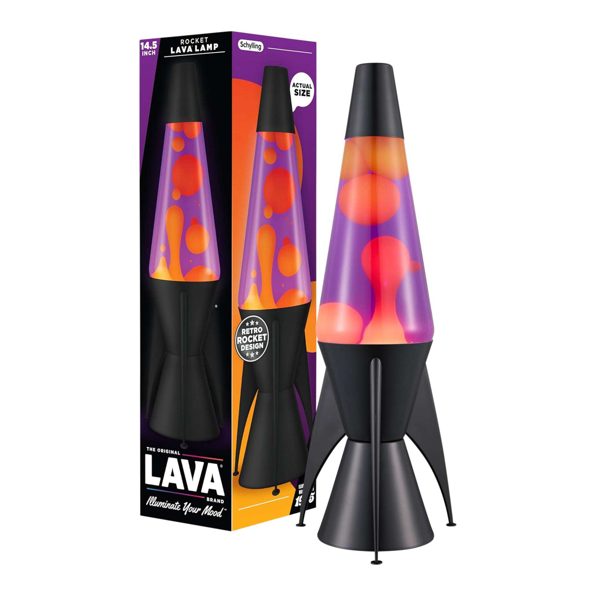 LAVA Lamp Evenfall - 14.5 Inch- Rocket Themed Retro Motion Light, Bedroom Lamps