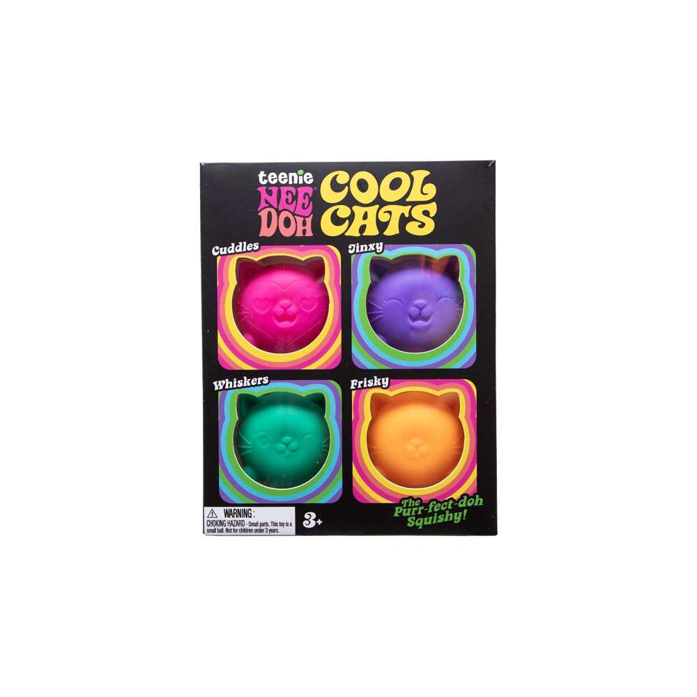 NeeDoh Cool Cats Teenie Velvet Squeeze Mini Cat Fidget Toy 4 Pack