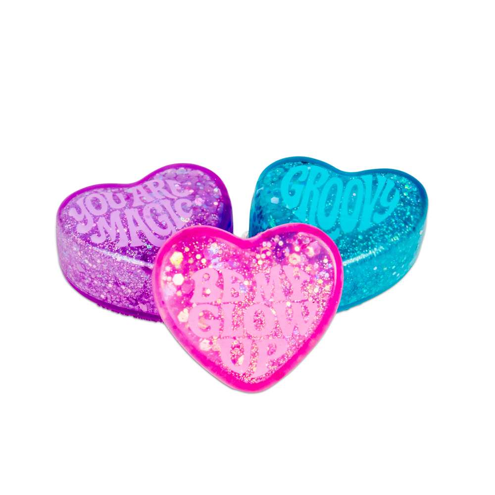 NeeDoh Teenie Sparkle Hearts- Pack of 3 Small Sparkly Heart Squishy Fidget Toys