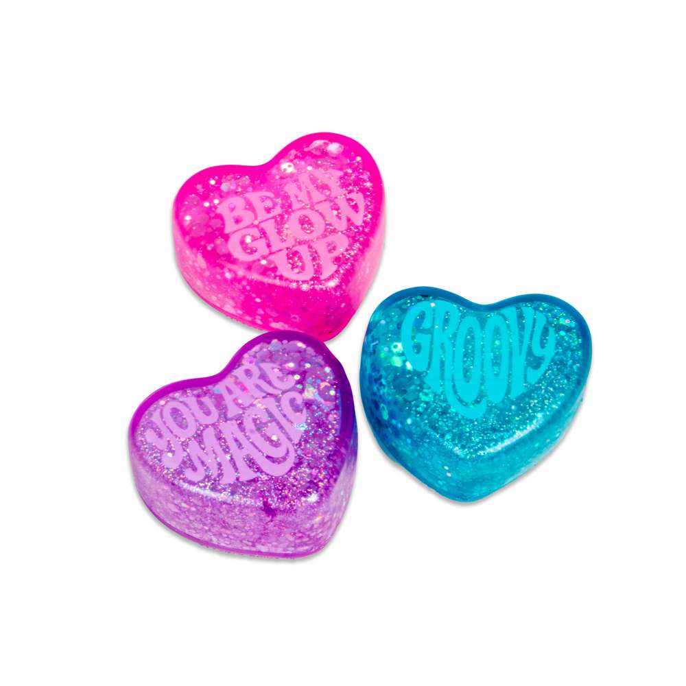 NeeDoh Teenie Sparkle Hearts- Pack of 3 Small Sparkly Heart Squishy Fidget Toys