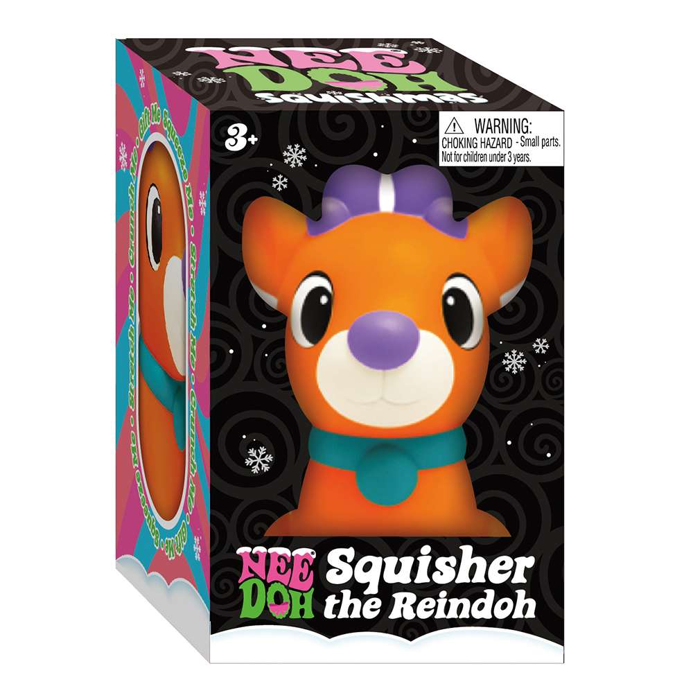 NeeDoh Squisher the Reindoh - Squishy Reindeer Christmas Fidget Toy for Kids