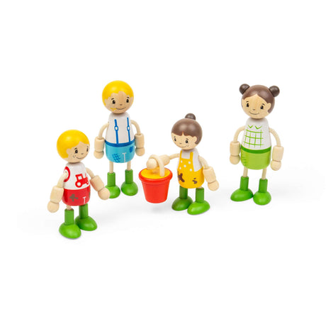 Tidlo Farmer Family Dolls- Wooden Doll Set for Kids' Pretend Play Farm