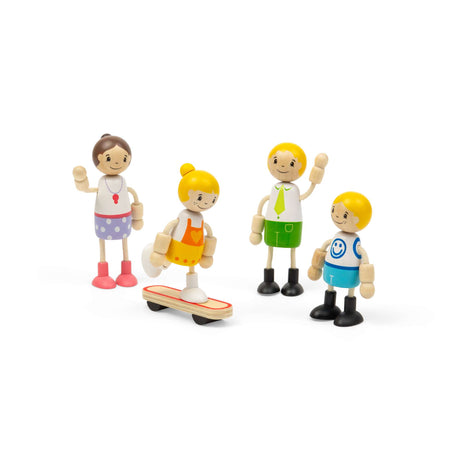 Tidlo White Family Dolls- Wooden Doll Set for Kids