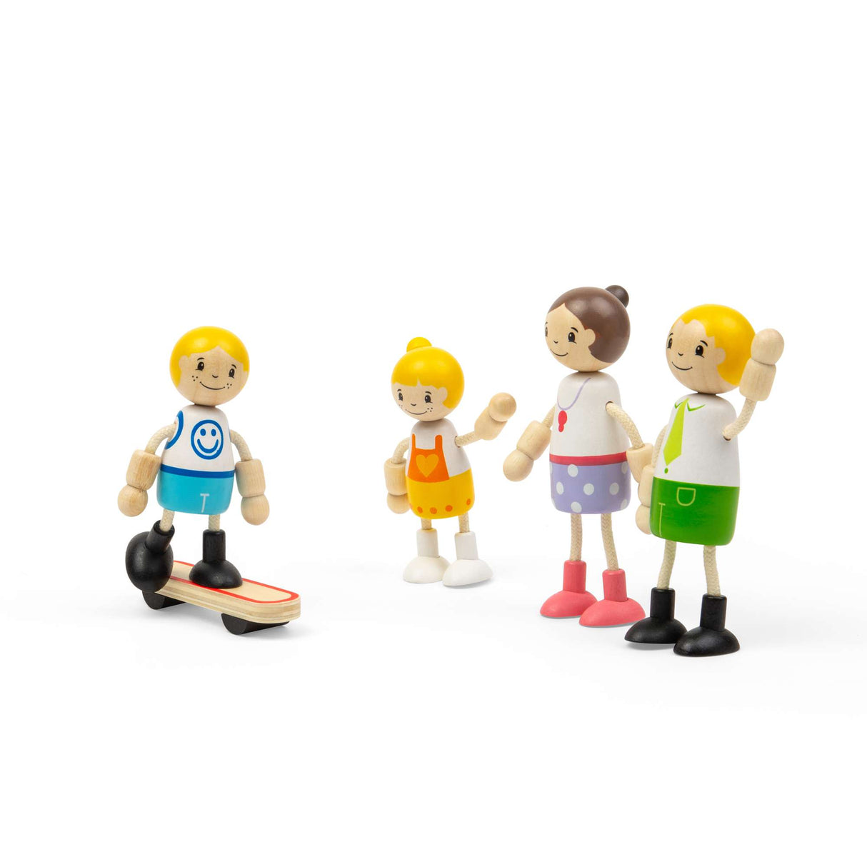 Tidlo White Family Dolls- Wooden Doll Set for Kids
