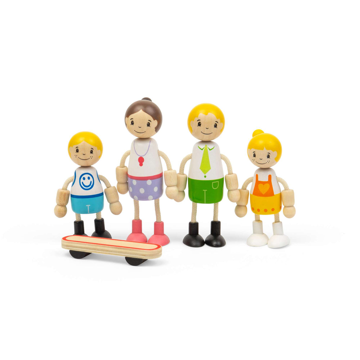 Tidlo White Family Dolls- Wooden Doll Set for Kids