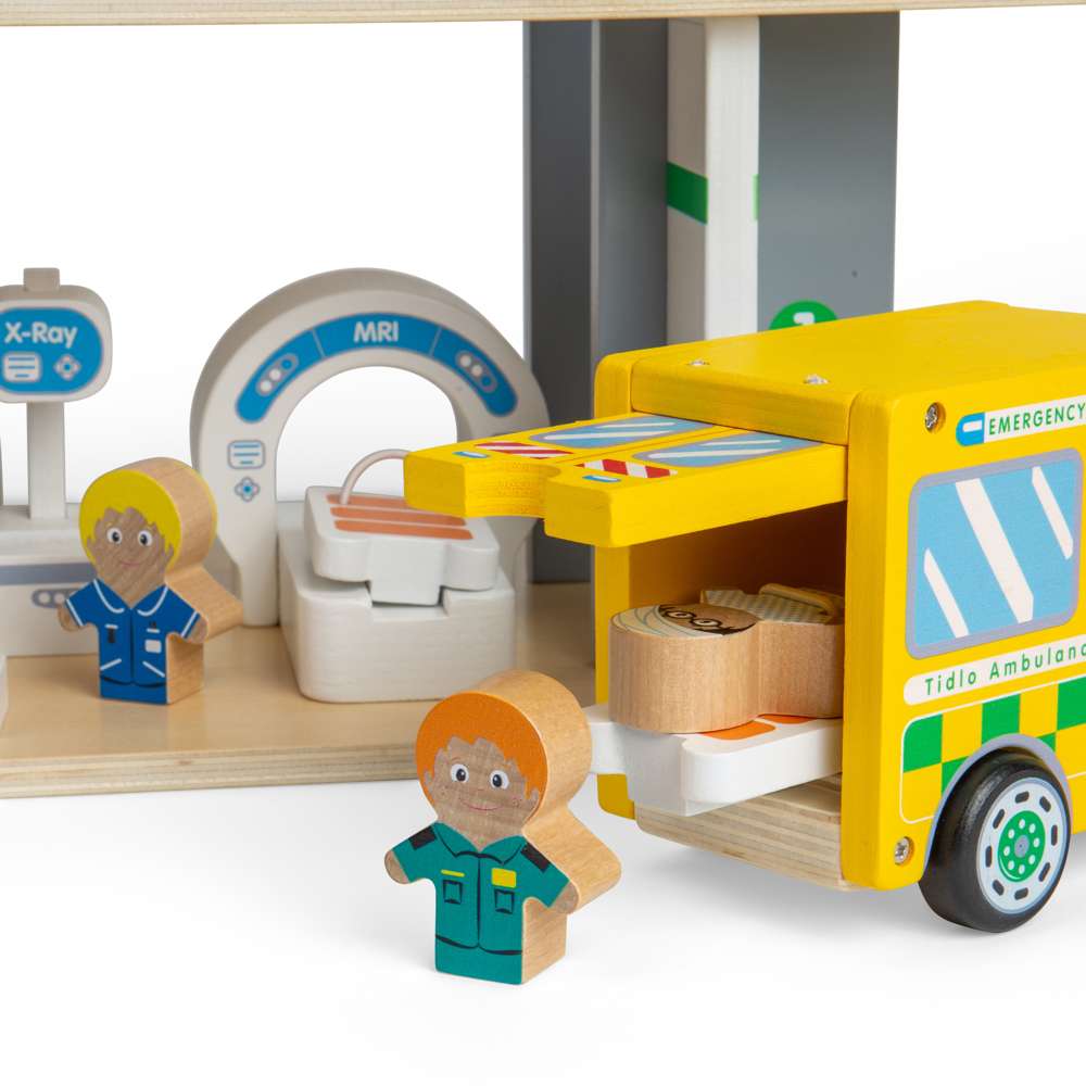 Tidlo Playtime Hospital-Children's Roleplay Toys, Kids' Wooden Pretend Play Sets