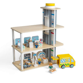 Tidlo Playtime Hospital-Children's Roleplay Toys, Kids' Wooden Pretend Play Sets