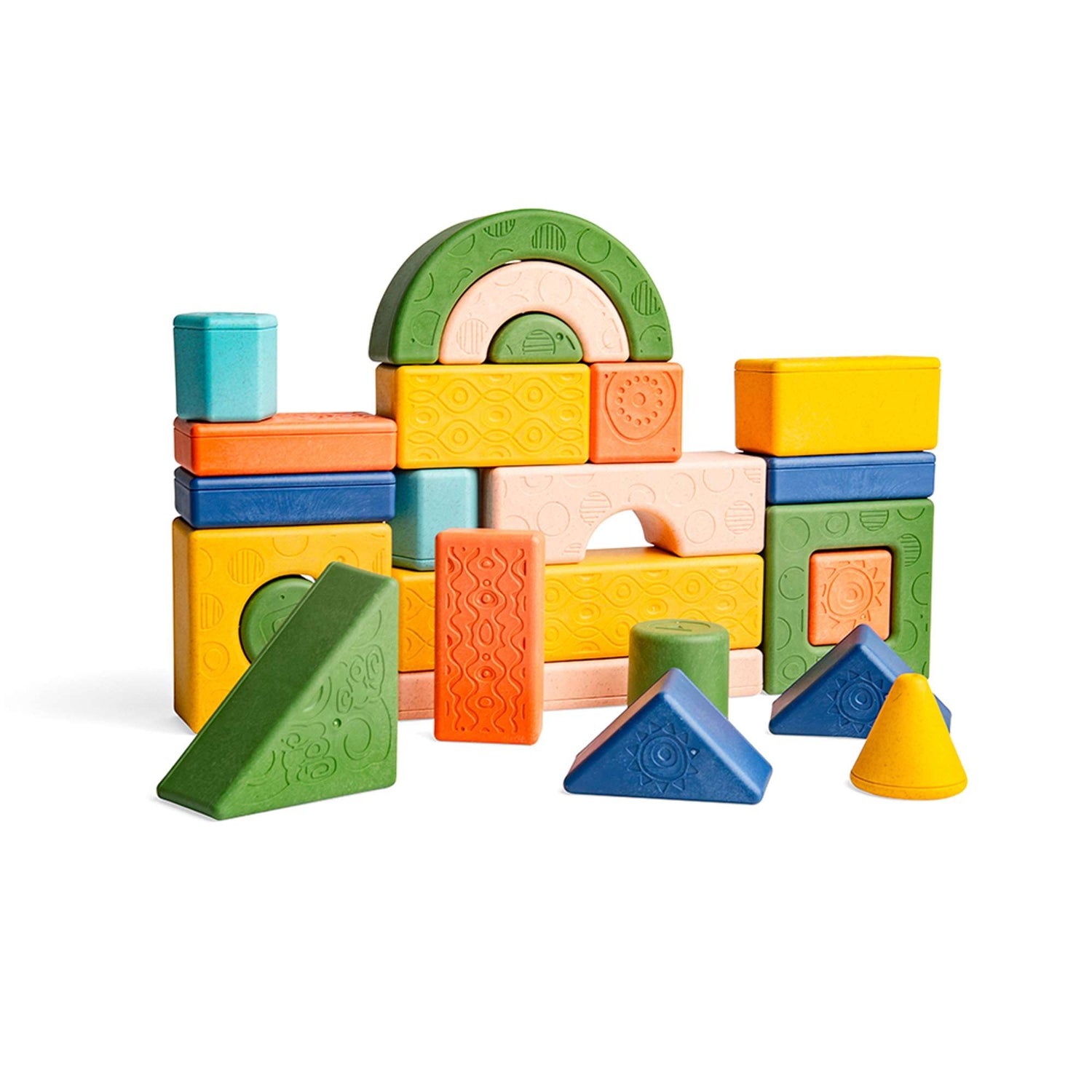 Rascal Blocks Rattle & Stack Blocks - Deluxe 24-Pack | Tiger Tribe | Bigjigs Toys