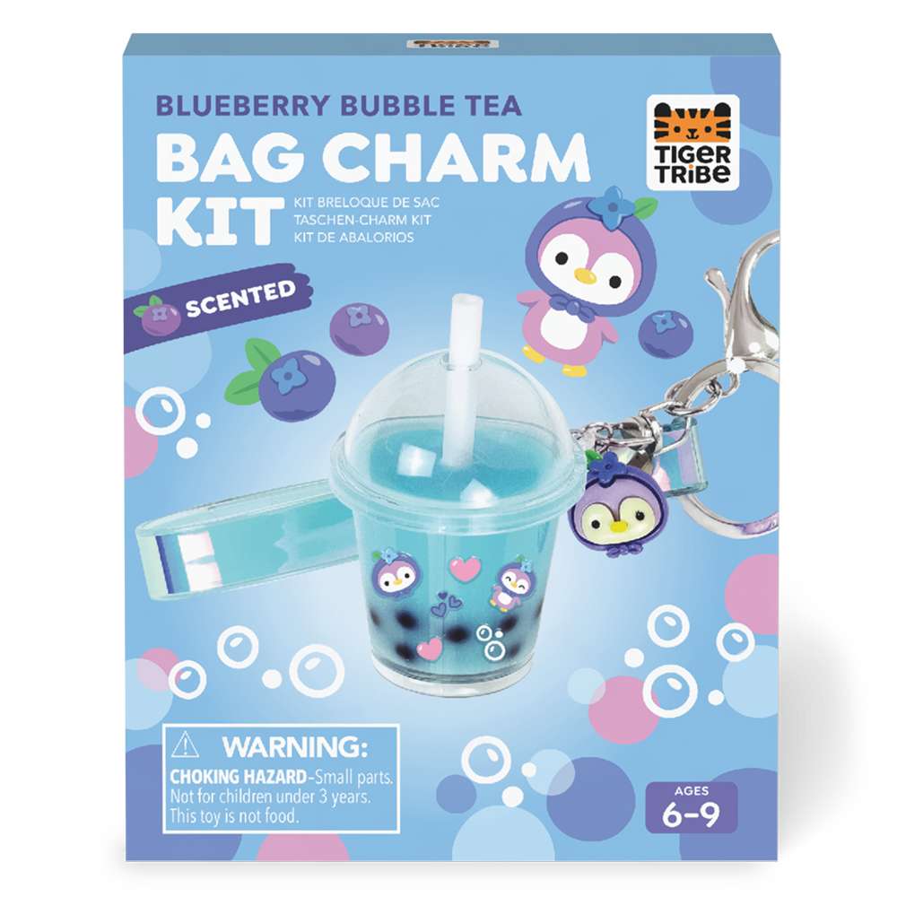 Tiger Tribe Bag Charm Kit- Blueberry Bubble Tea-Kids' Make Your Own Charms Set