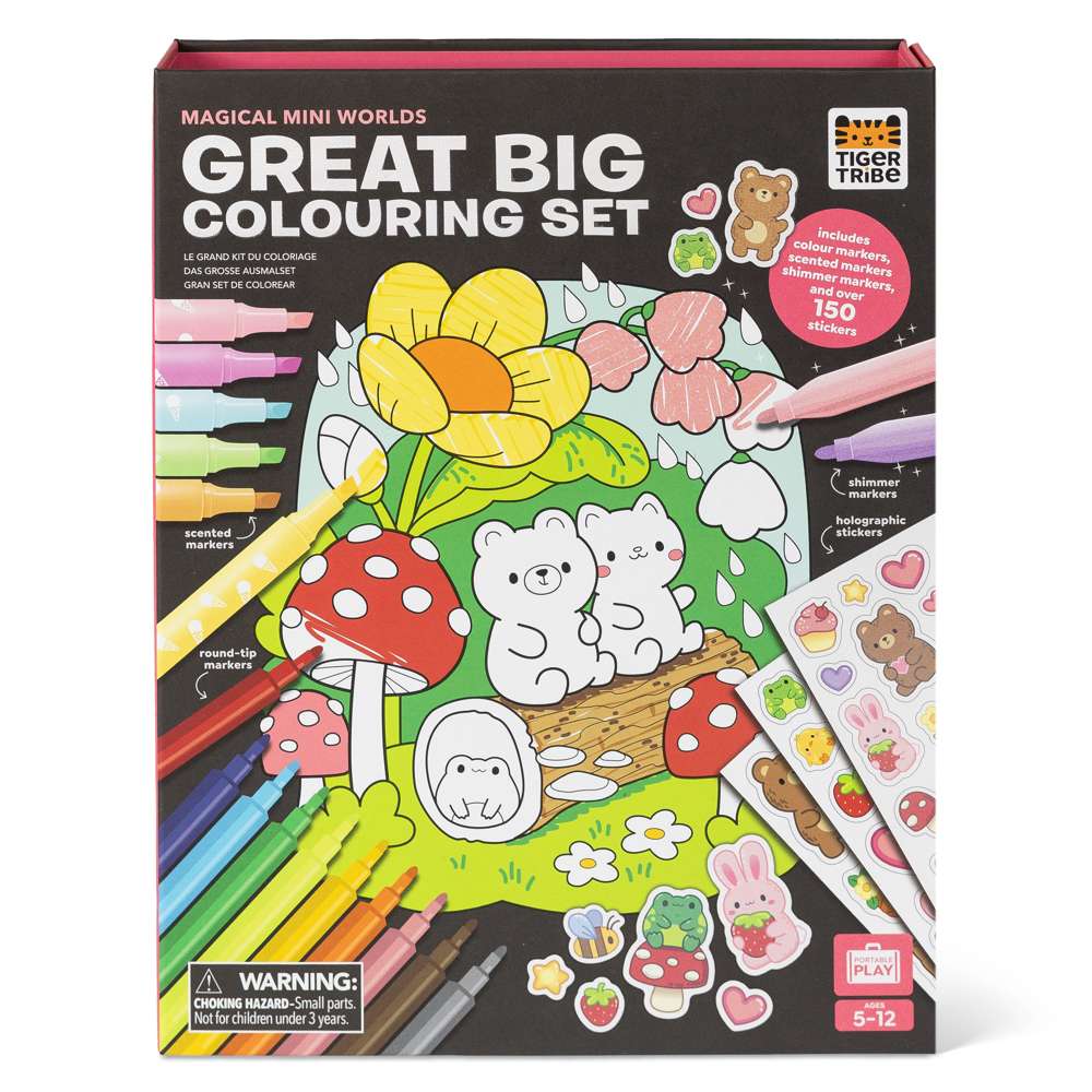 Tiger Tribe Great Big Colouring Set Magical Mini Worlds- Kids Colouring Page Set