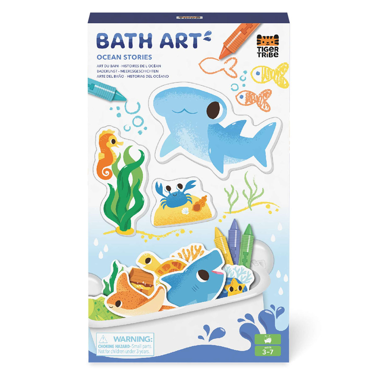Tiger Tribe Bath Art Ocean Stories - Kids' Foam Shape Sets & Crayons for Baths