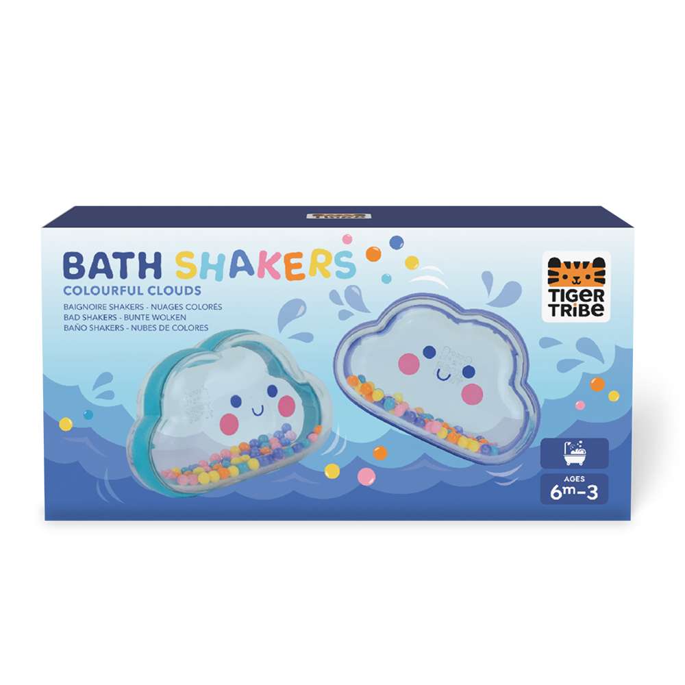 Tiger Tribe Bath Shakers Colourful Clouds - 2pcs Musical Bath Toy For Babies