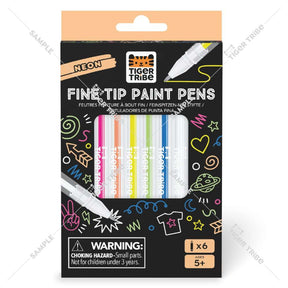Tiger Tribe Neon Fine Tip Paint Pens Set of 6 Kids Colouring Pens