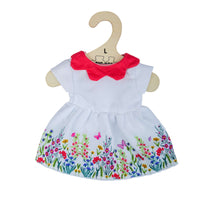 White floral dress with red collar (for Size Large Doll)