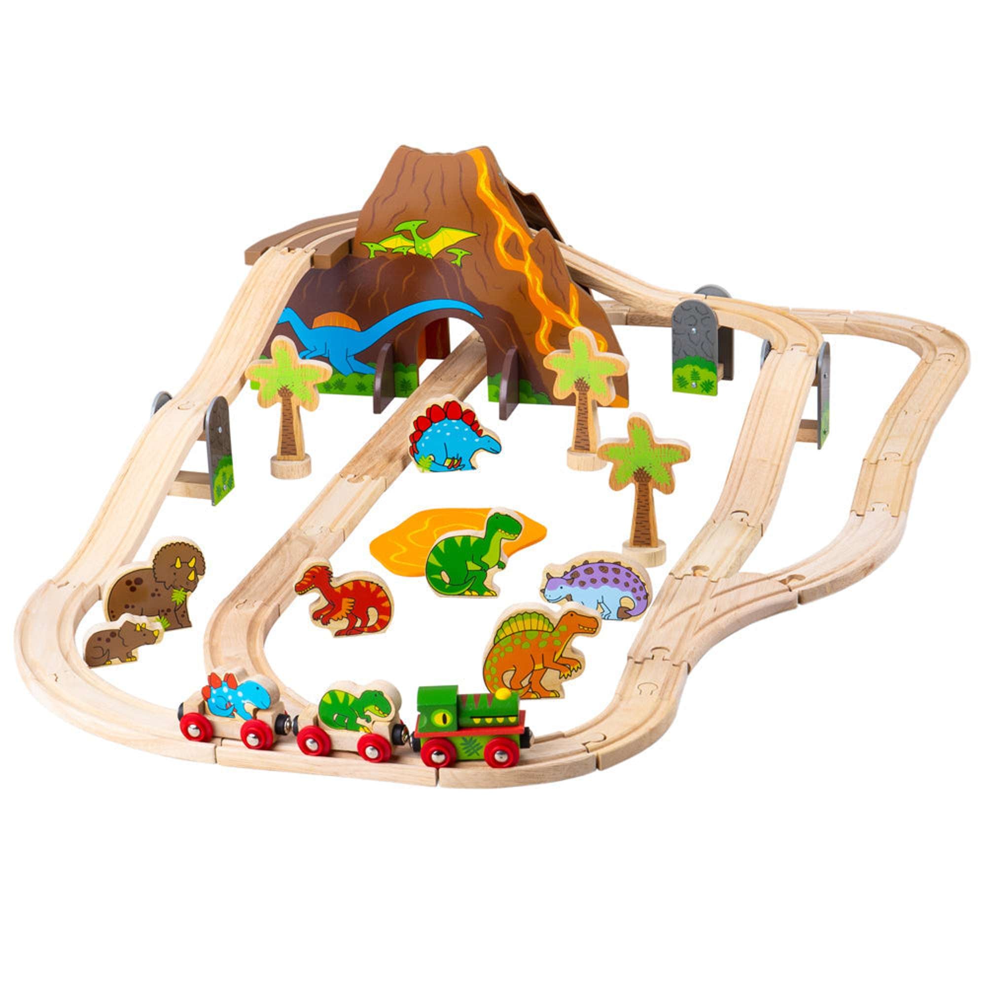 Dinosaur Train Set Wooden Train Sets Bigjigs Toys