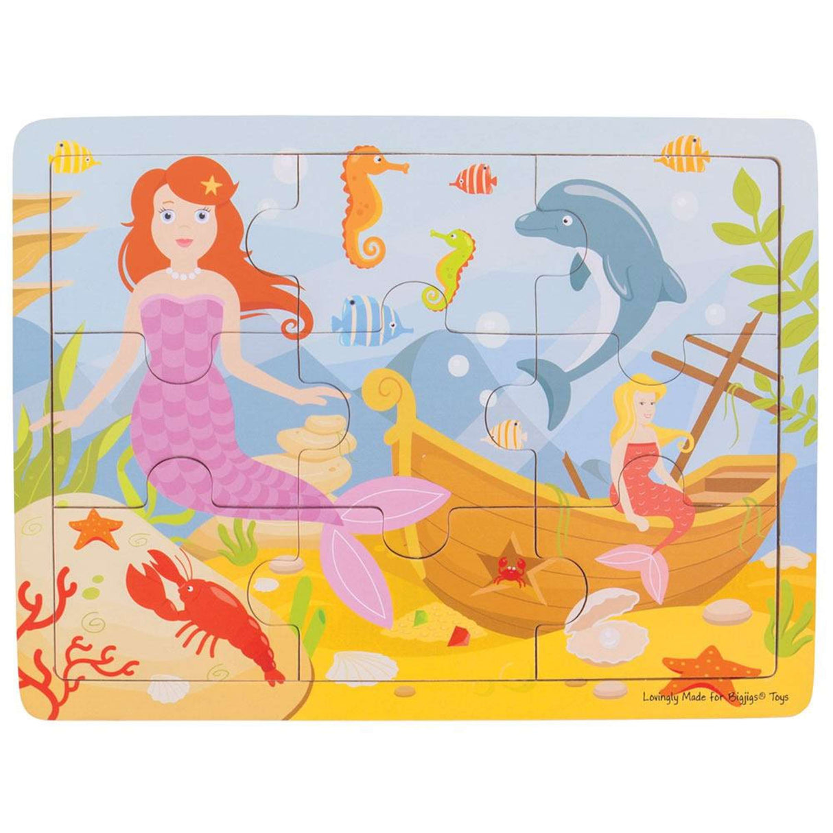 9 Piece Mermaid Wooden Jigsaw Puzzle Tray