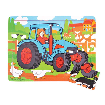 9 Piece Tractor Wooden Jigsaw Puzzle Tray