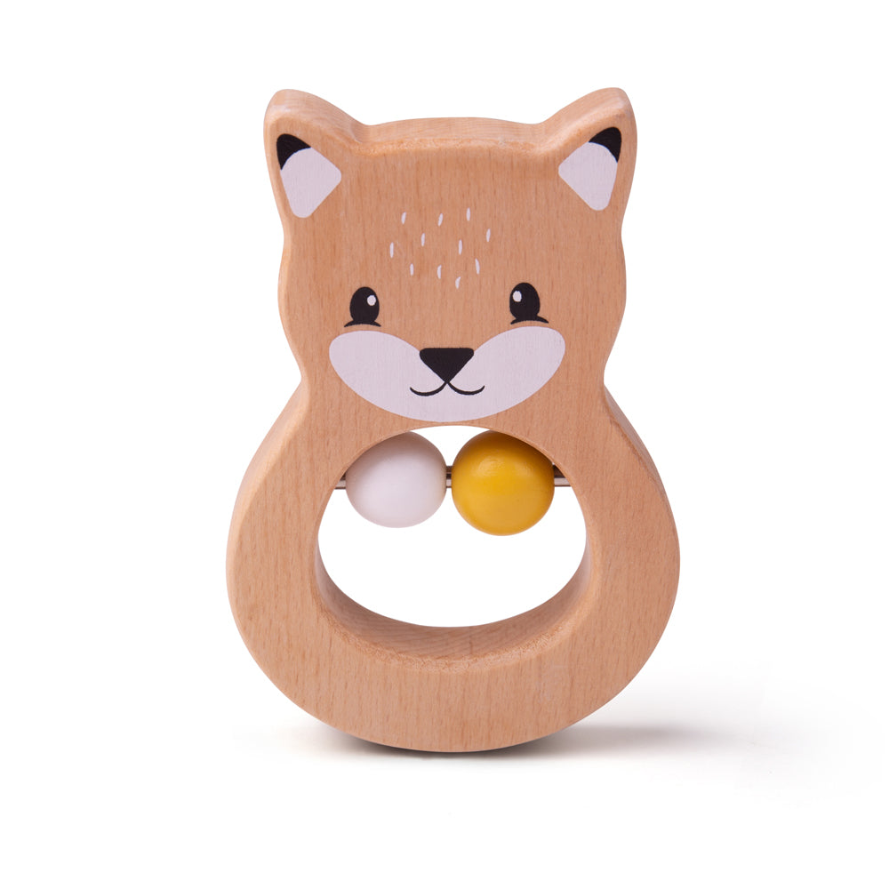 FSC® Certified Fox Wooden Baby Rattle Baby Toys Bigjigs Toys