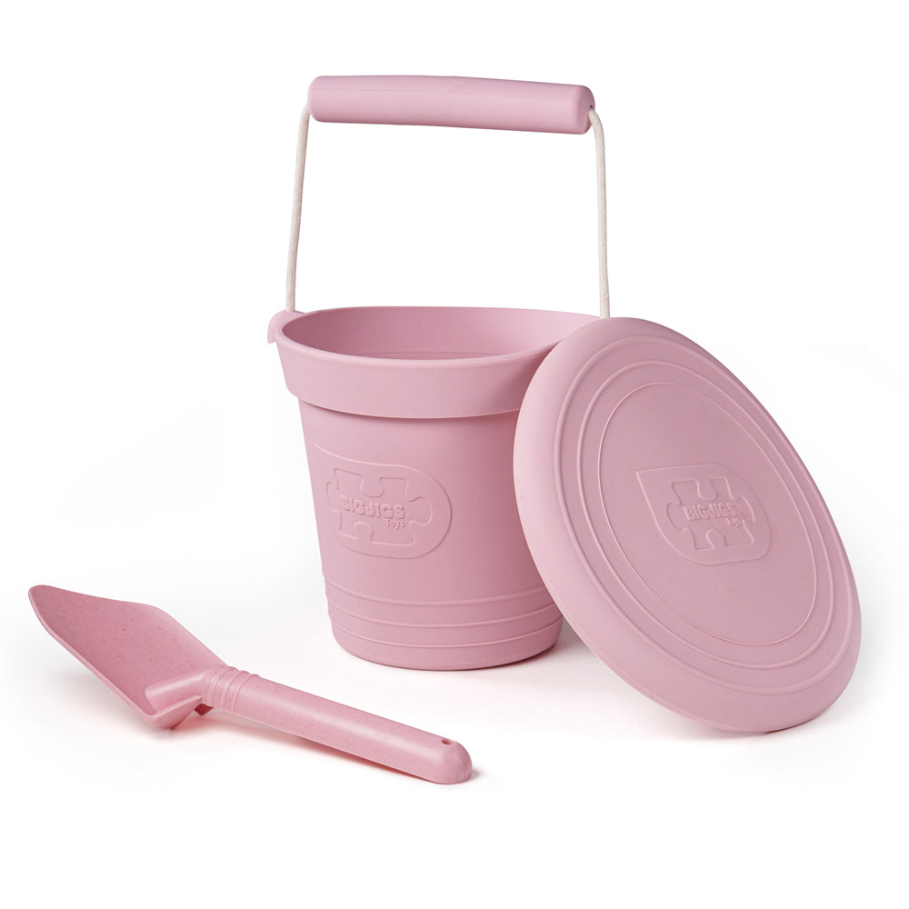 Bigjigs Toys 33BP Blush Pink Silicone Bucket, Flyer and Spade Set