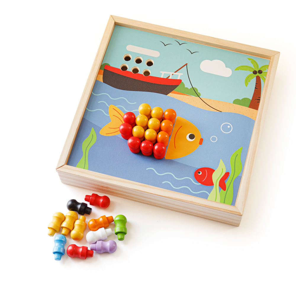 Seaside Peg Board Game | Wooden Puzzles | Bigjigs Toys