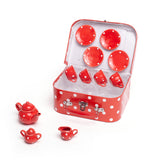 Red Polka Dot Porcelain Tea Set - Damaged Box