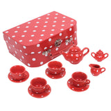 Red Polka Dot Porcelain Tea Set - Damaged Box